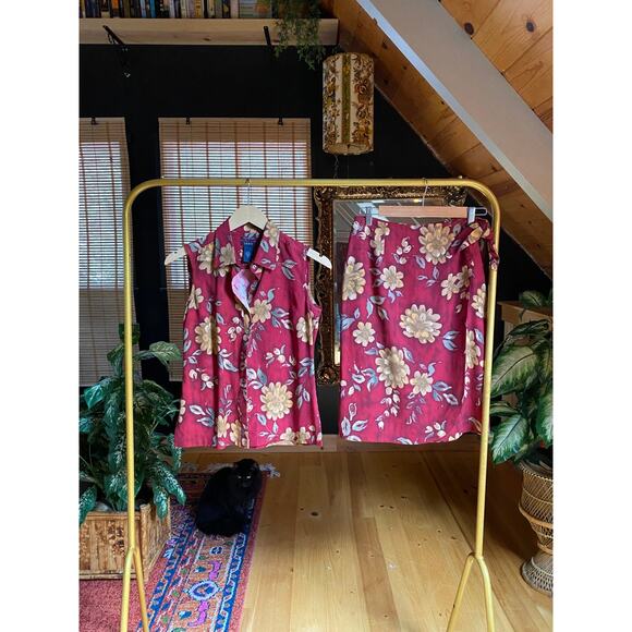 Floral Silk Skirt Set - Picture 6 of 10